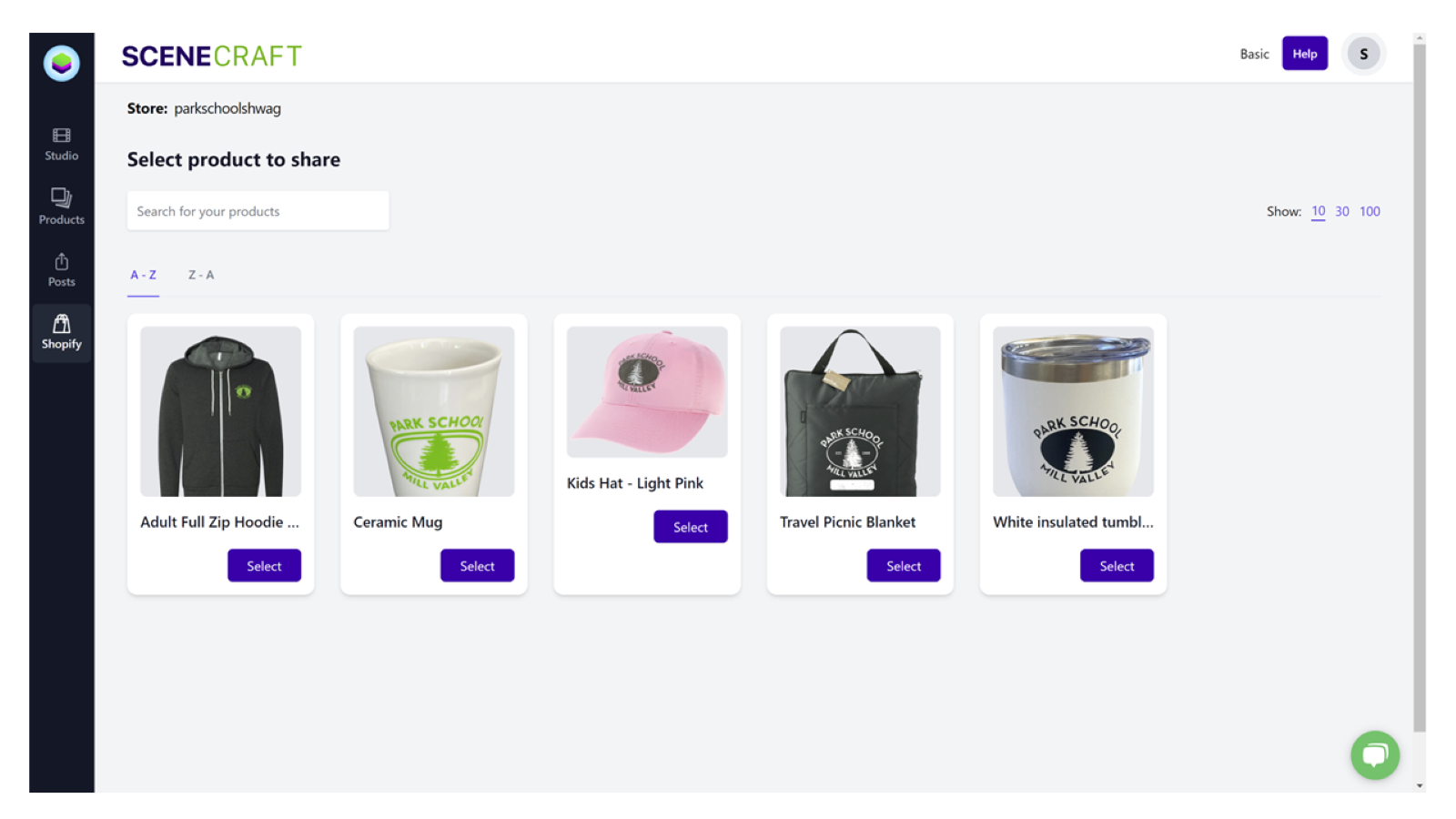 Elige un producto para usar de tu tienda Shopify
