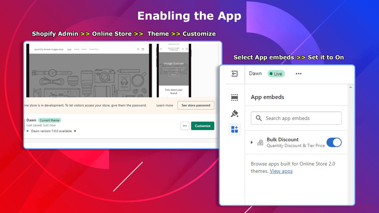 Enabling the app