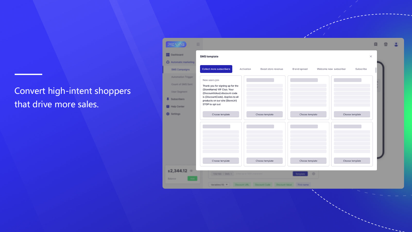 Plexins Email & SMS MKT Flow Screenshot