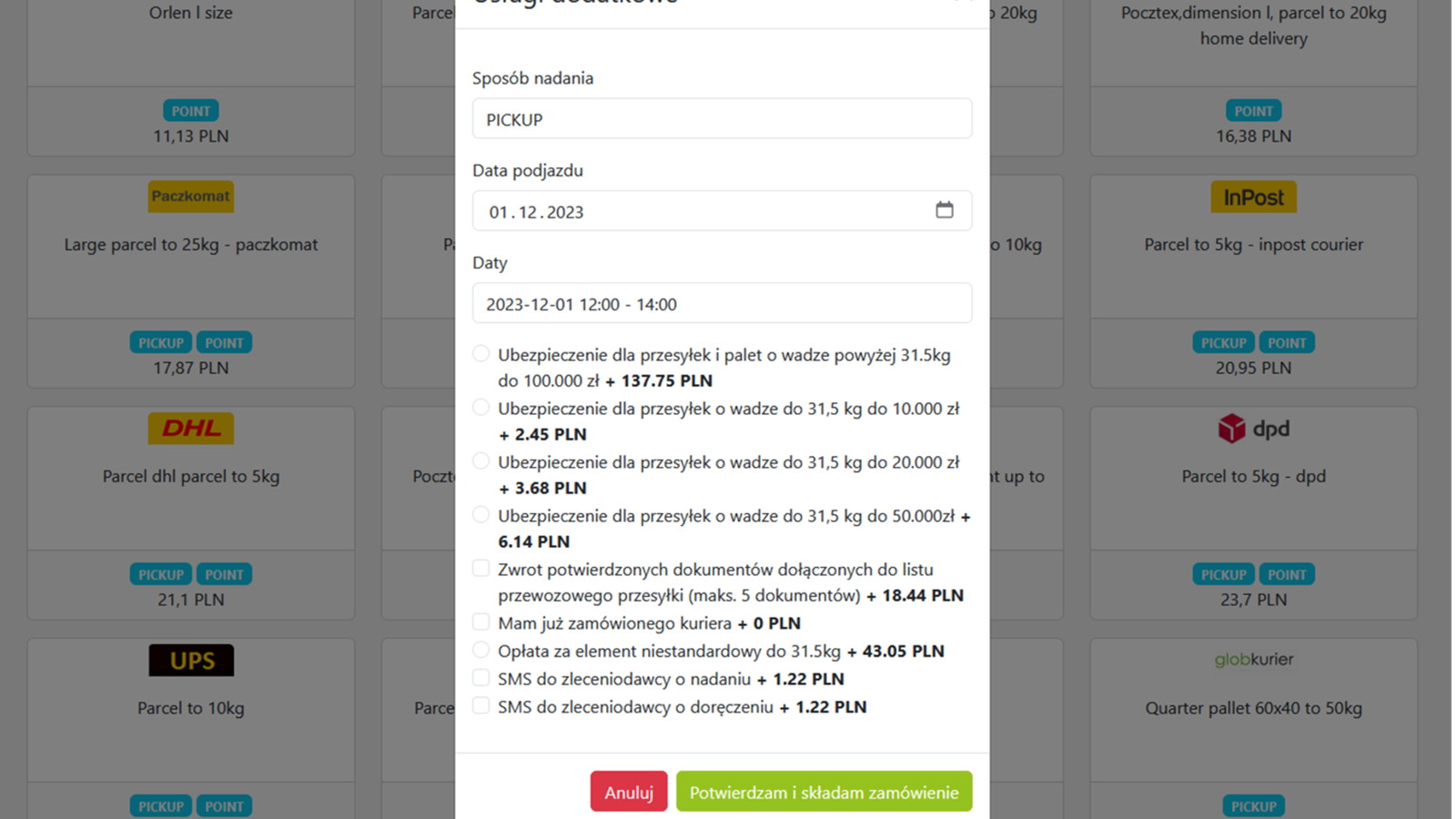 Import transaction data from order