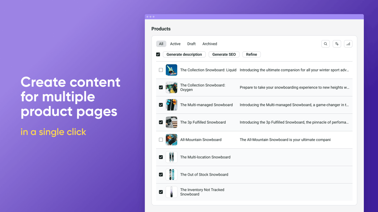 Créez du contenu pour plusieurs pages de produits en un seul clic