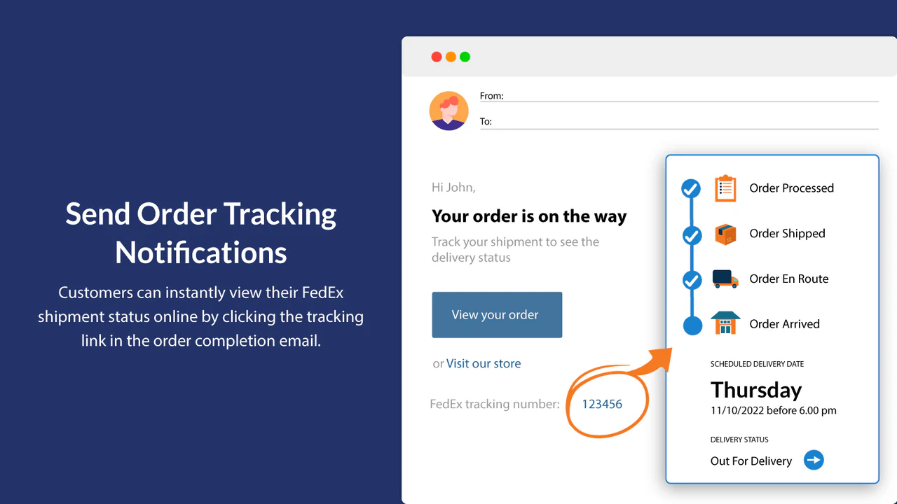 Skicka FedEx spårningsdetaljer med orderbekräftelsemail