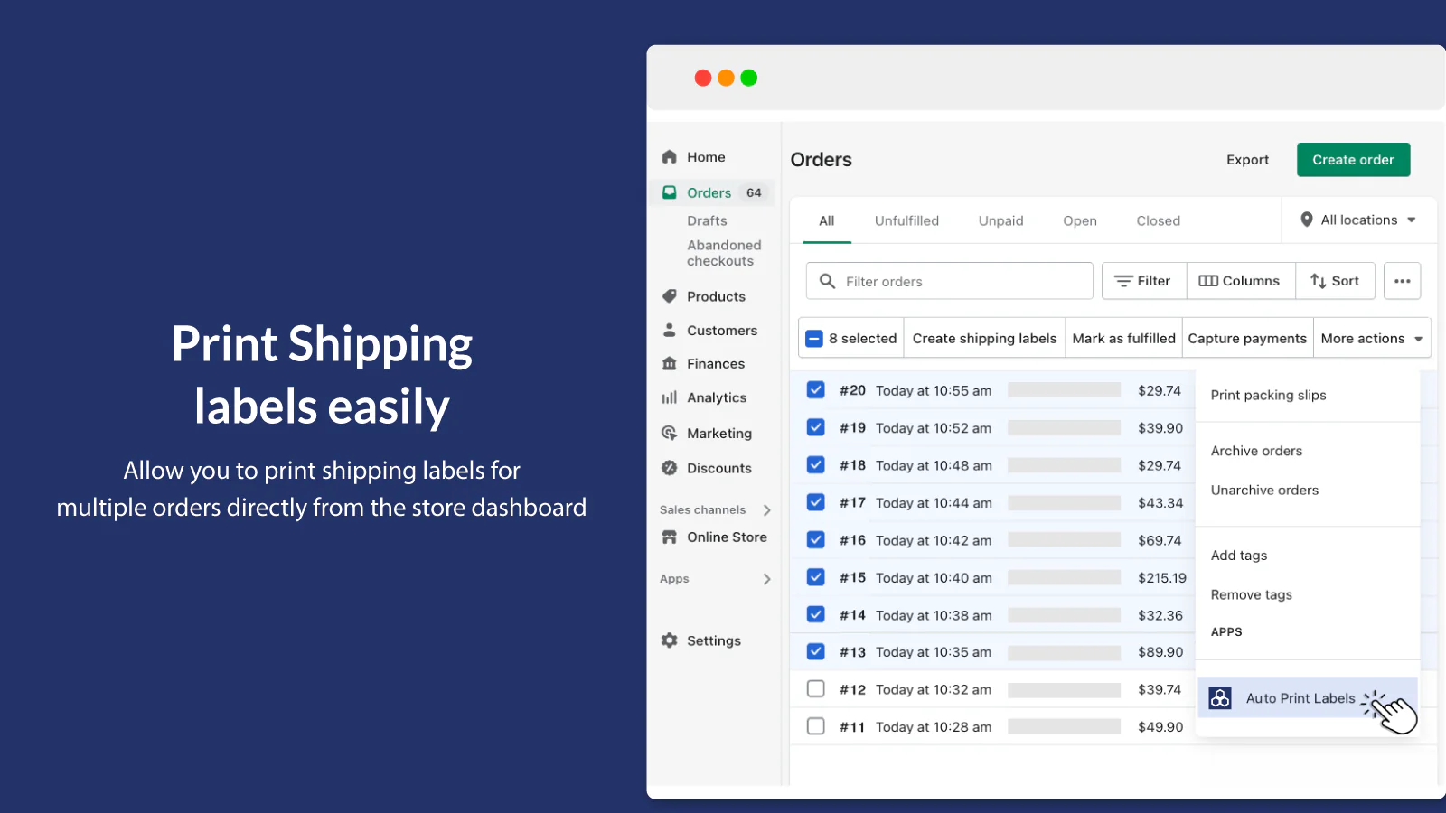 Print automatisch Verzendlabels vanaf de Shopify bestelpagina