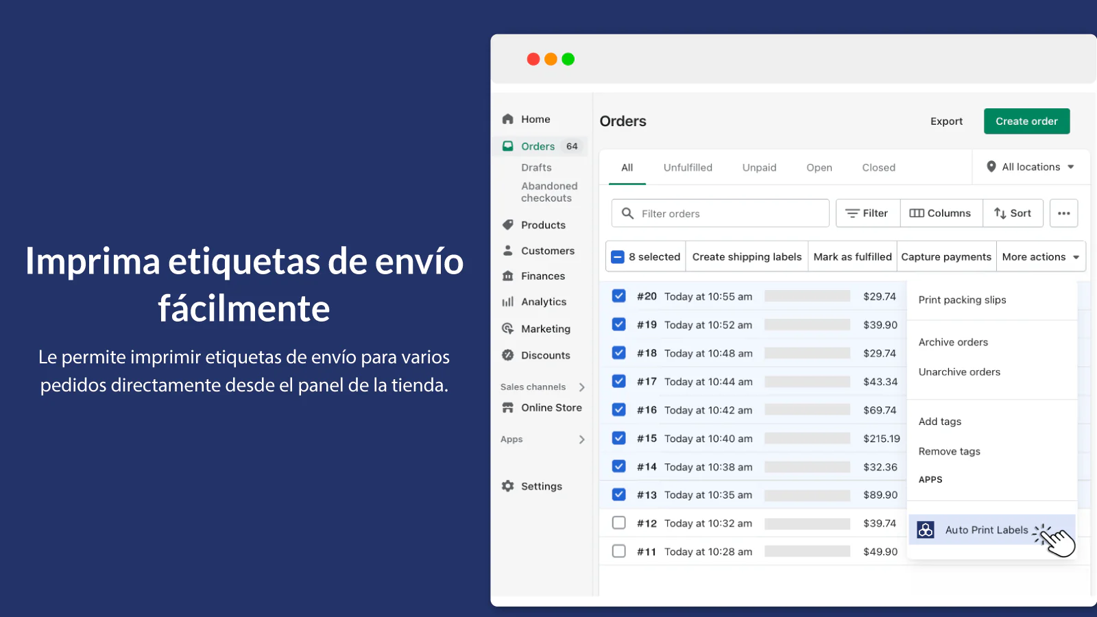 Imprimir etiquetas de envío desde Shopify automáticamente