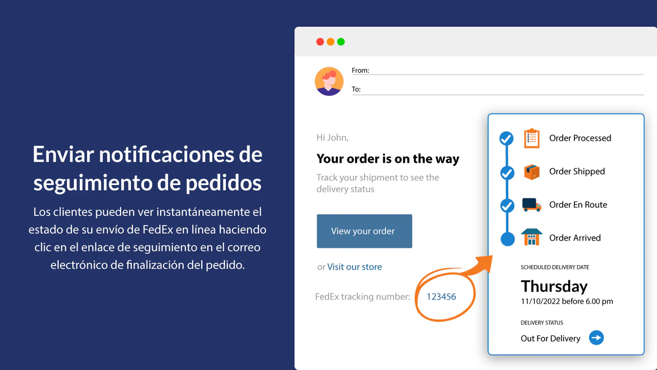 Enviar rastreo FedEx por correo al confirmar pedido