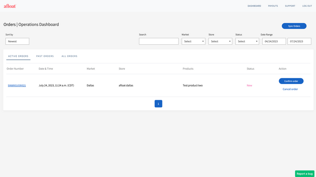 Administrer dine afloat-ordrer gennem dit dashboard