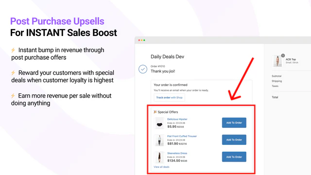 Post Purchase Upsells voor DIRECTE verkoopboost