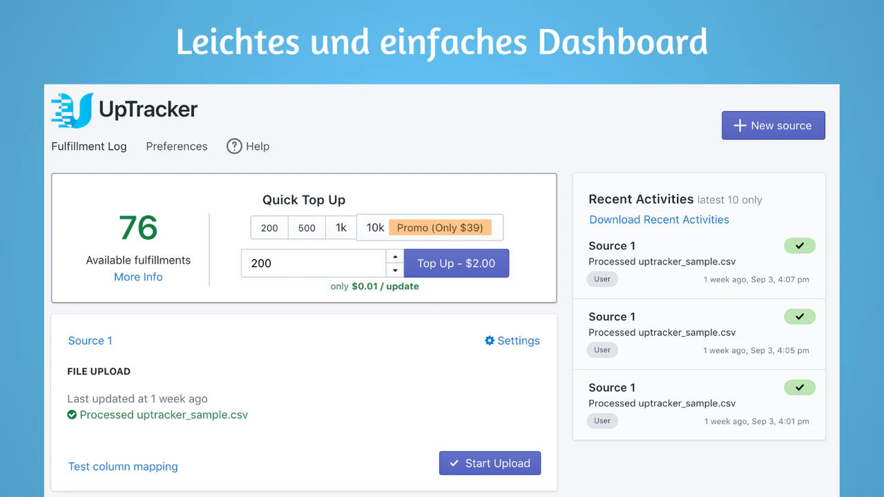 Leichtes und einfaches Dashboard