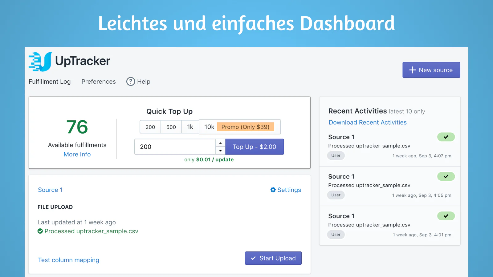 Leichtes und einfaches Dashboard