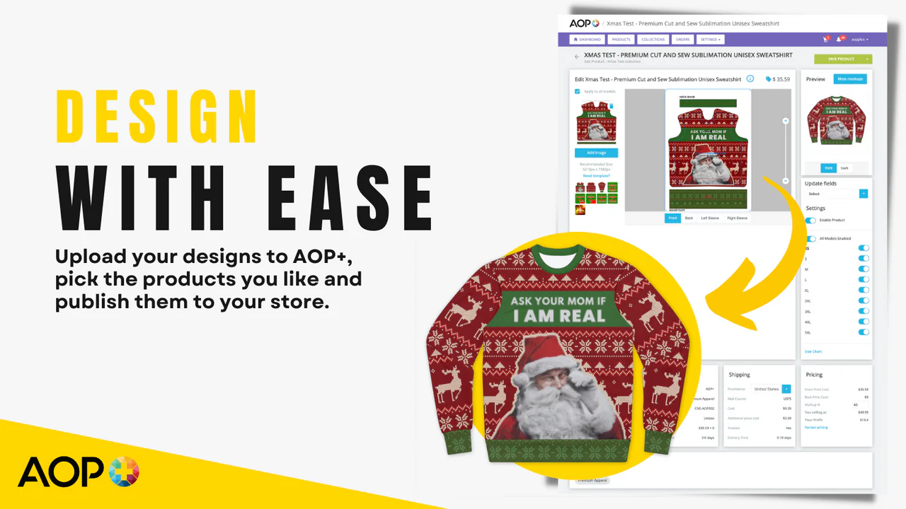 AOP+ Easy Print on Demand - Organic Print on Demand Fulfilment & Worldwide  Dropshipping