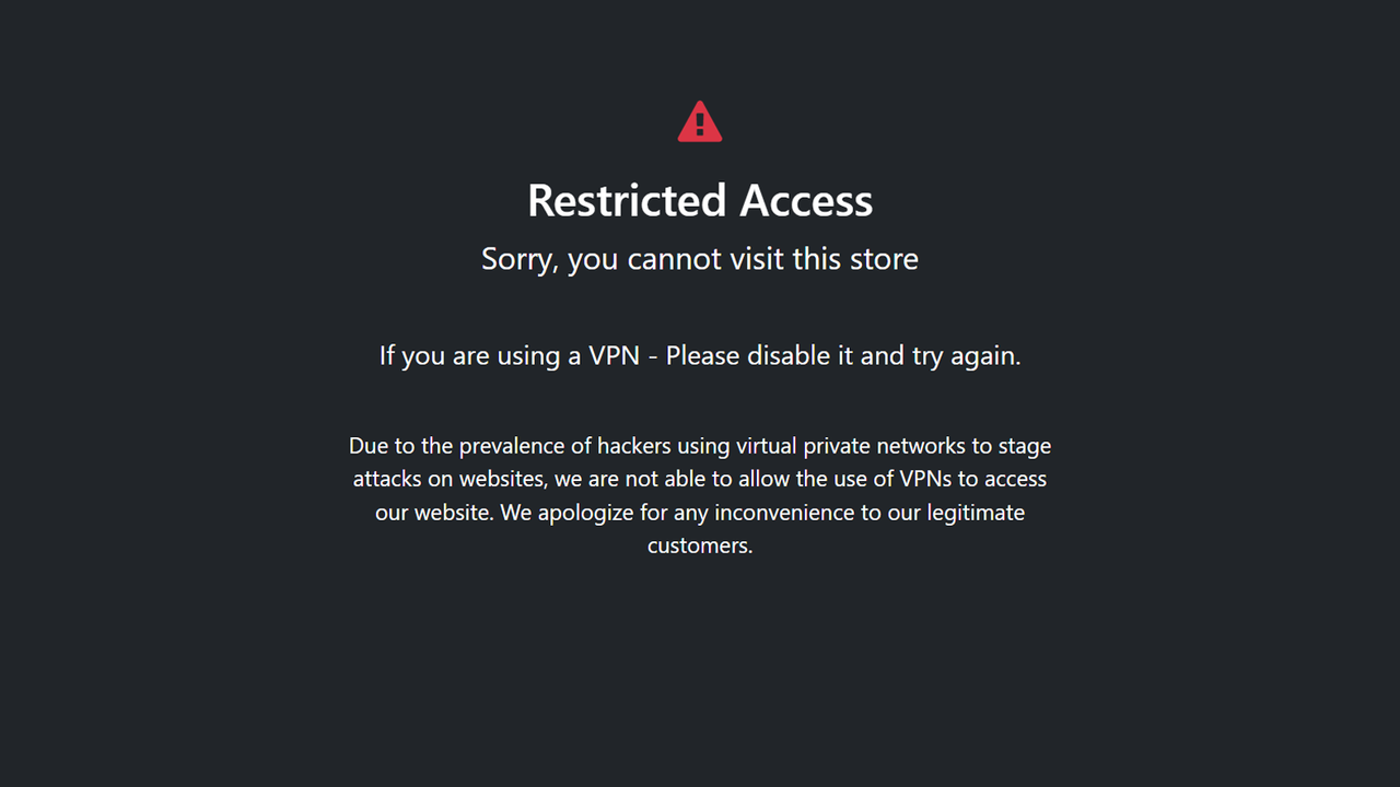Betrugsfilterung VPN-Verbindung | Ausschluss von Servern | Shopify