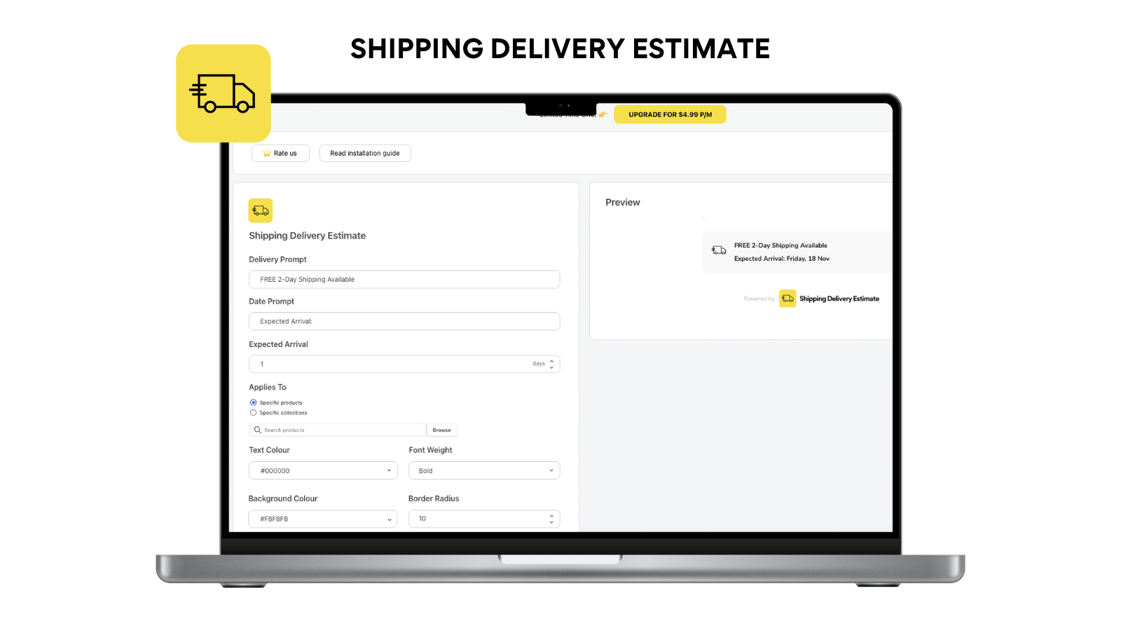 Shipping Delivery Estimate Screenshot