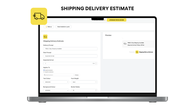 Shipping Delivery Estimate Screenshot