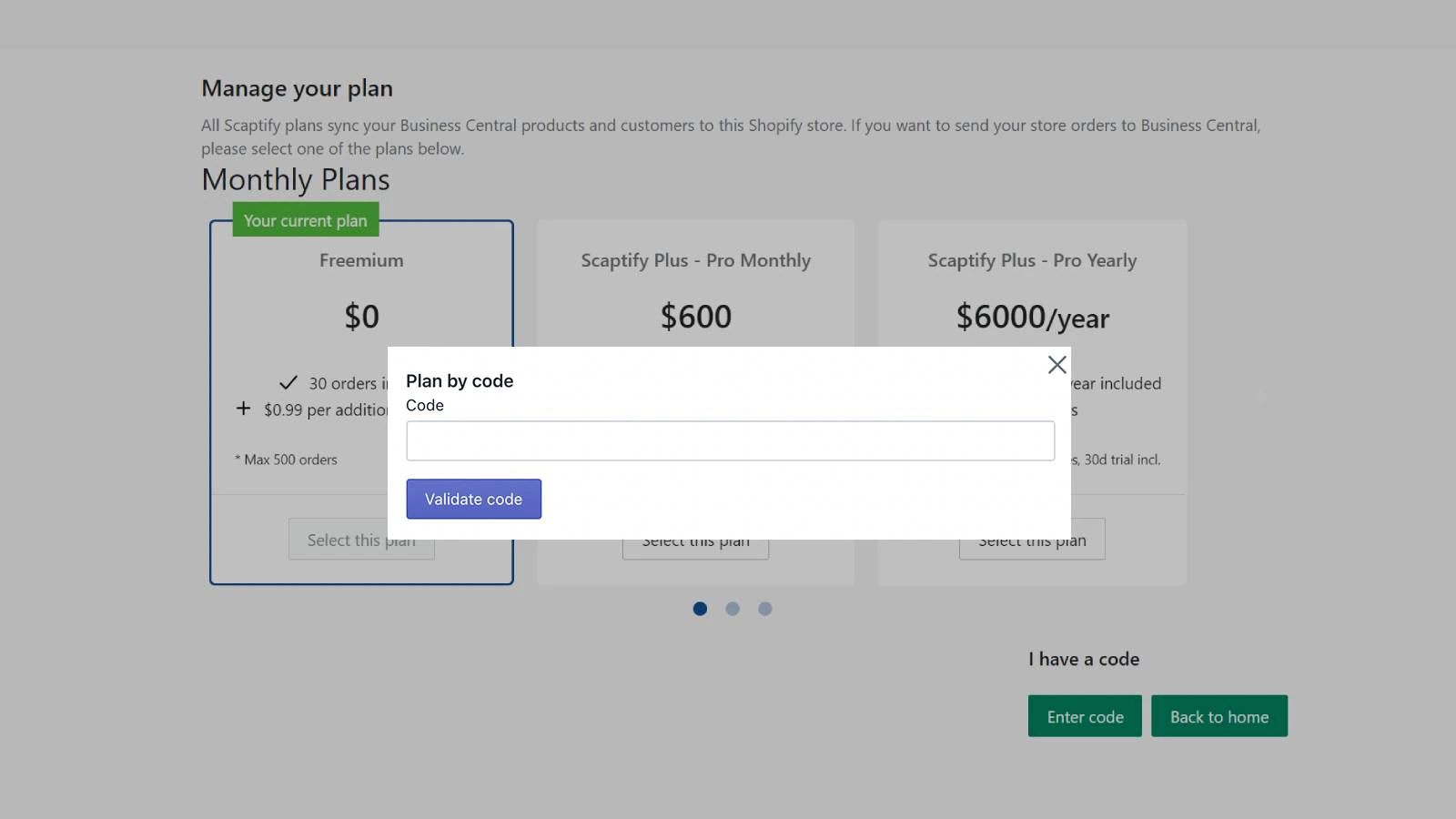 Plan de Scaptify por código