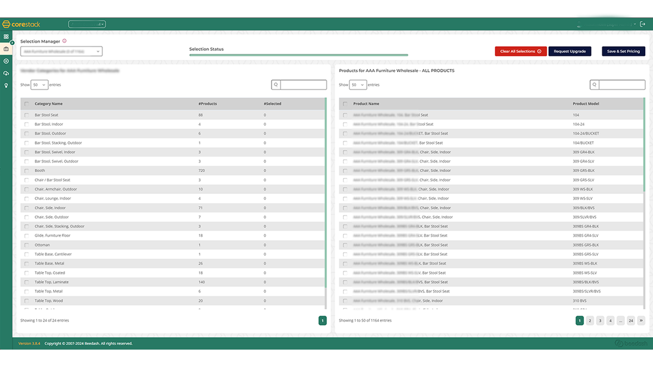 gestionnaire de sélection corestack