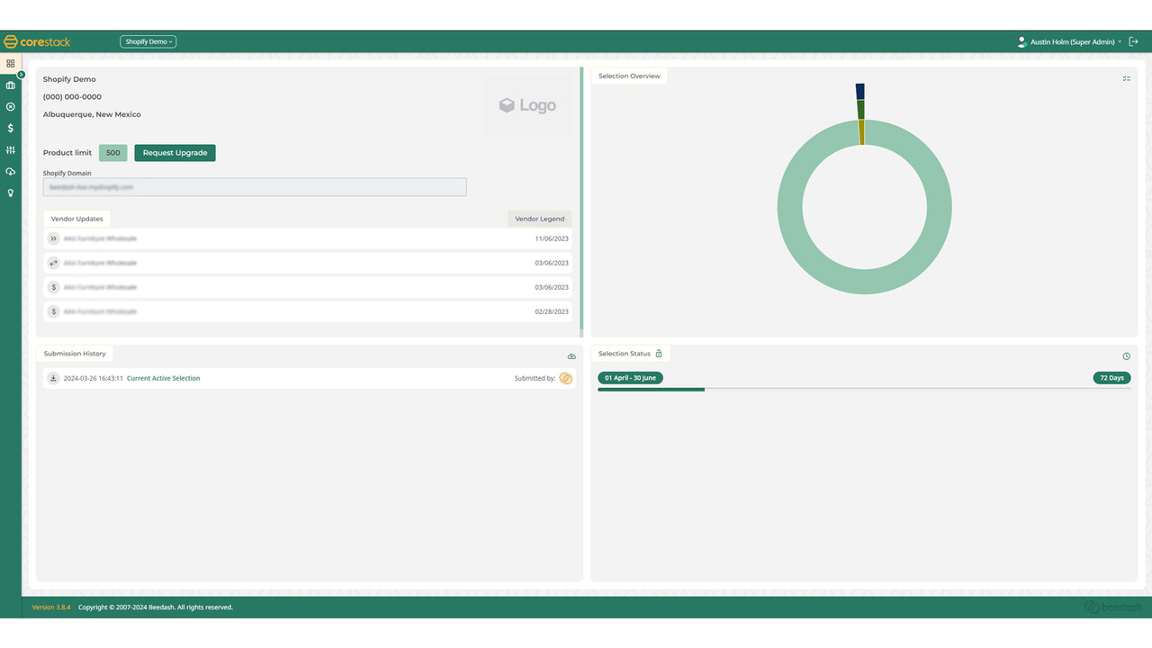 tableau de bord utilisateur corestack