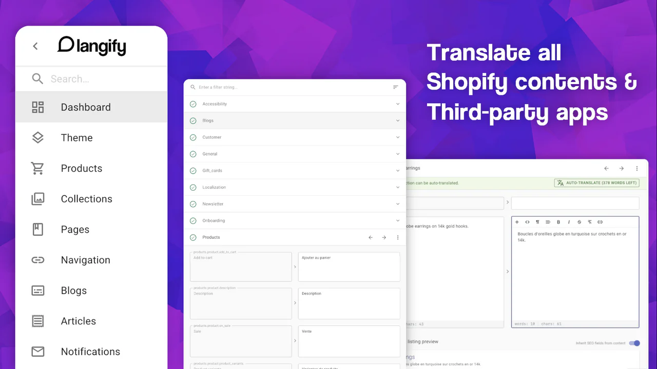 Traduza todo o conteúdo do Shopify e aplicativos de terceiros