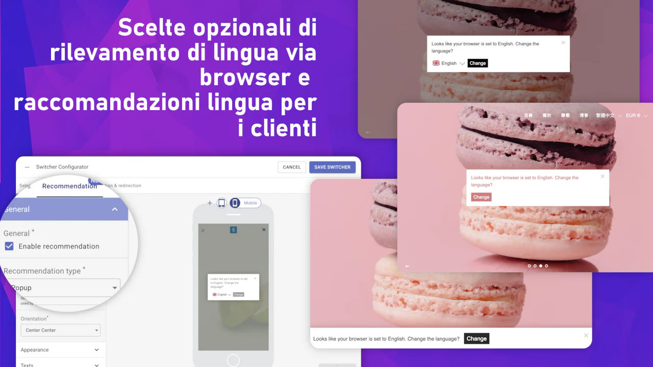 Scelte opzionali di rilevamento di lingua via browser