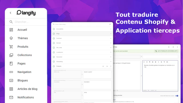 Traduire tous les contenus Shopify et les applications tierces