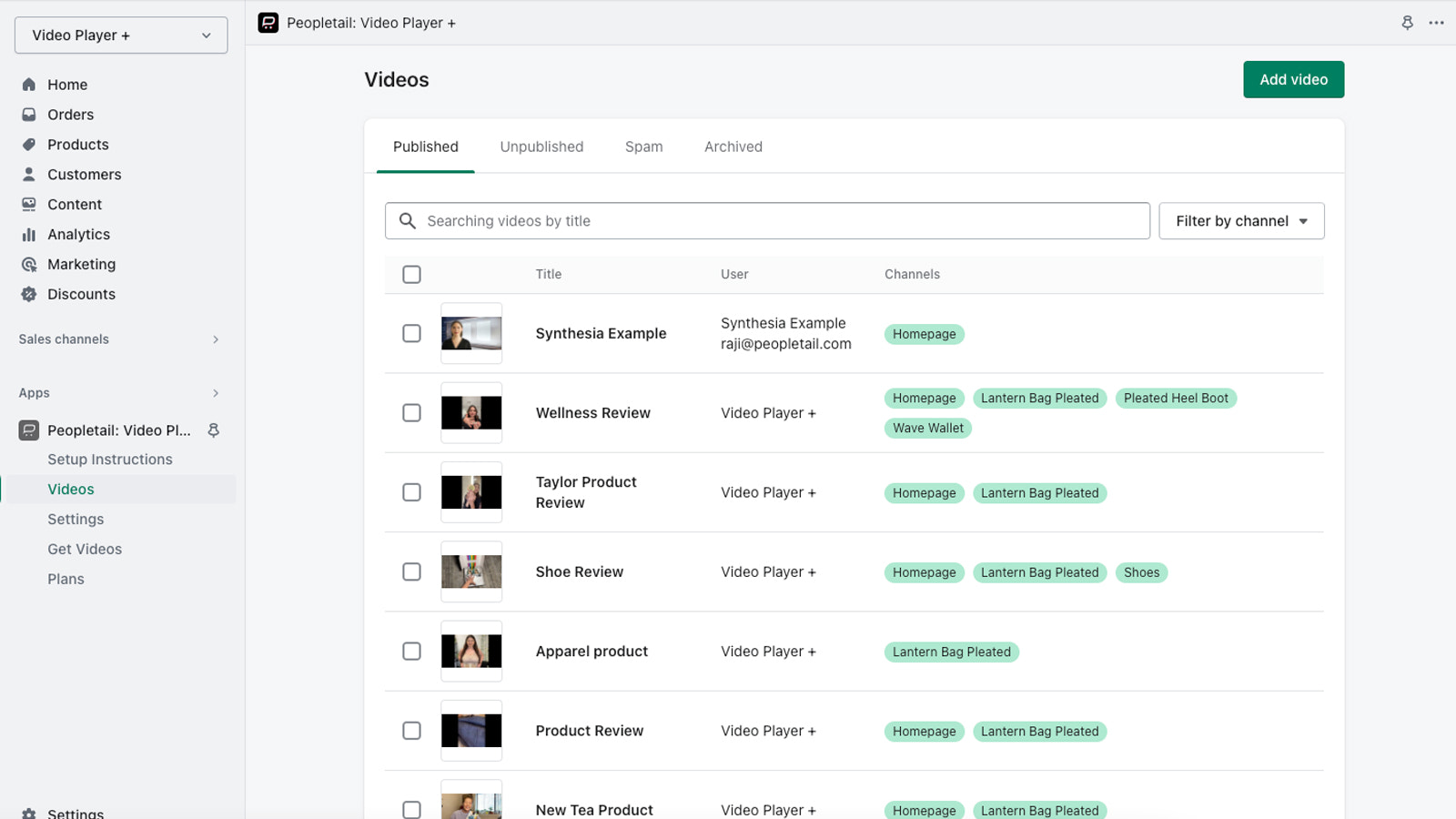 El panel de control fácil de usar hace que sea muy sencillo administrar videos