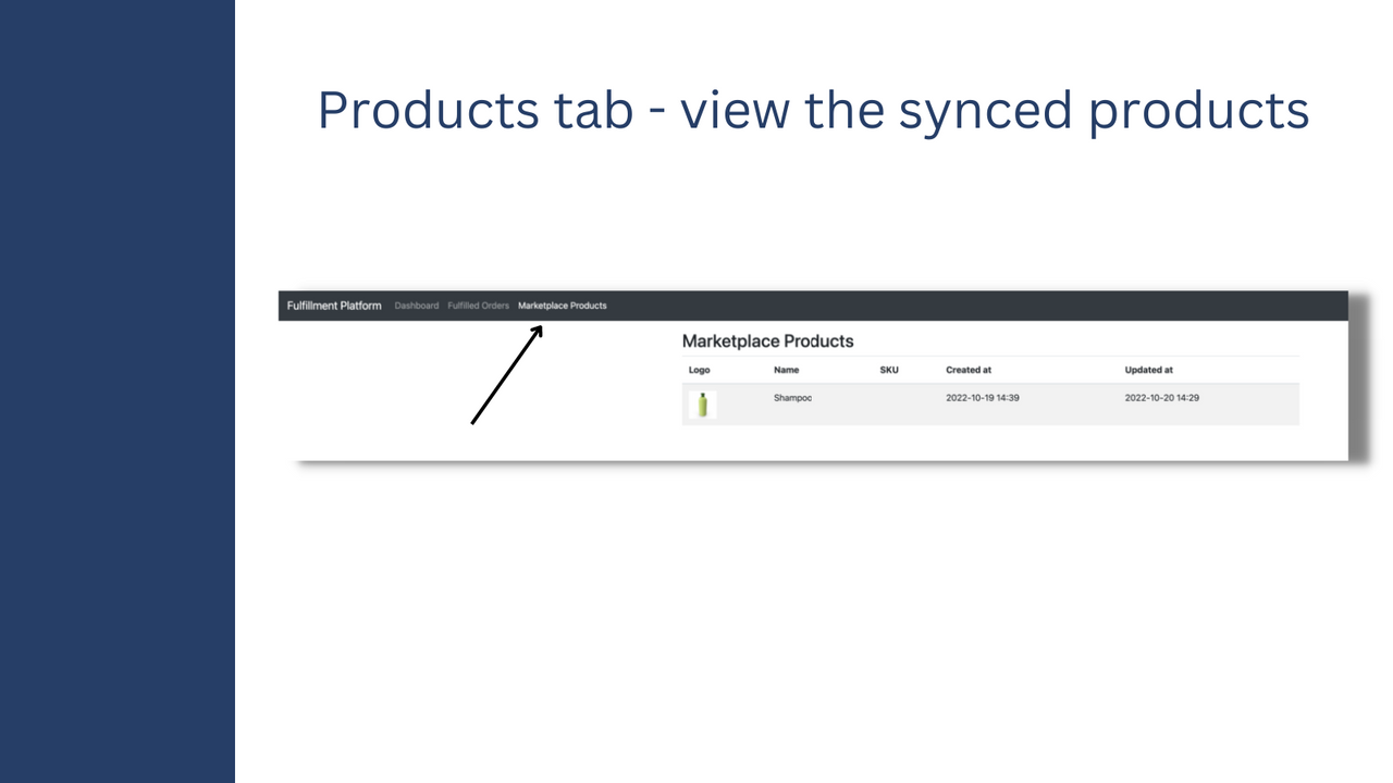 Produkt-Tab - Übersicht über die synchronisierten Produkte