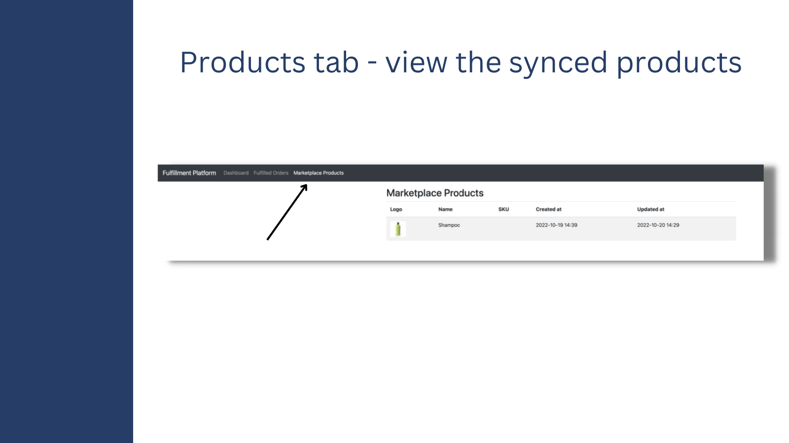 Produkt-Tab - Übersicht über die synchronisierten Produkte