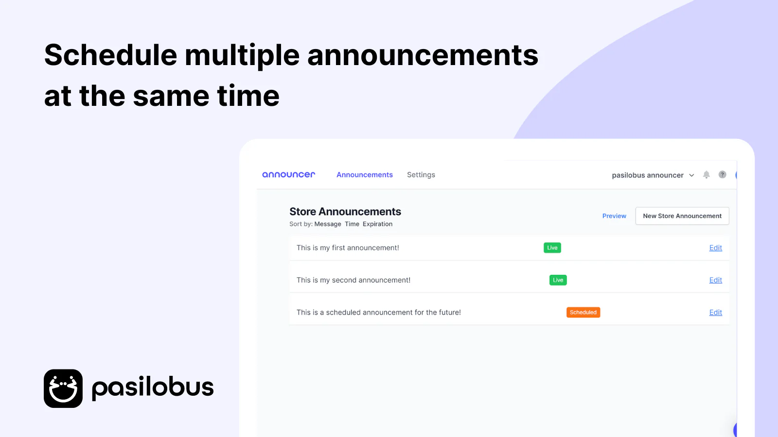 Schedule multiple announcements Announcer