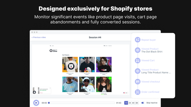 Shopify Bildschirmaufzeichnung, Aufzeichnung, Besucherwiedergaben, Kunden aufzeichnen