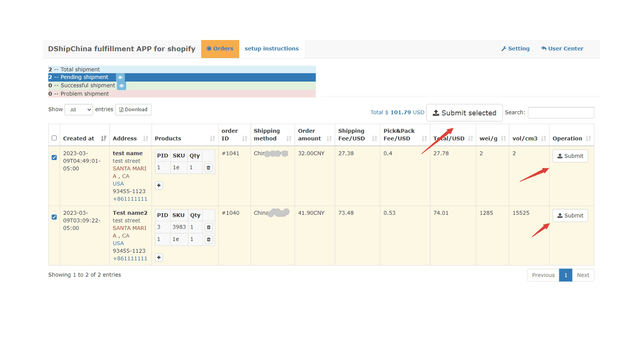 Sincronize pedidos selecionados ou Sincronize pedido um por um