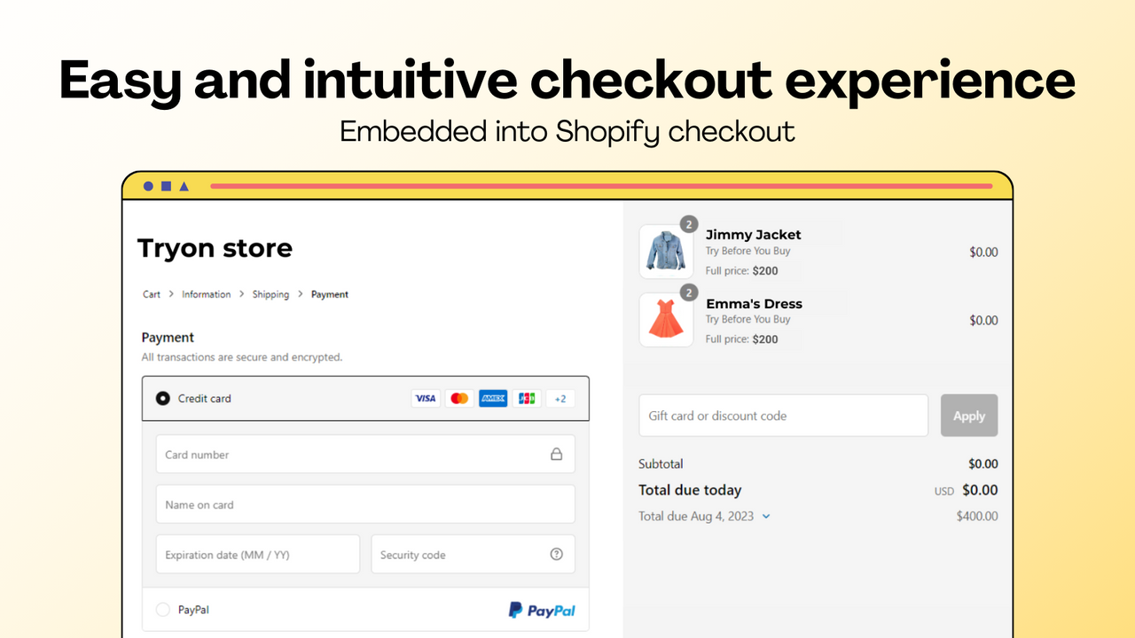 Easy and intuitive checkout experience