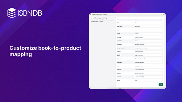 ISBNdb Book Data Importer Mapeo