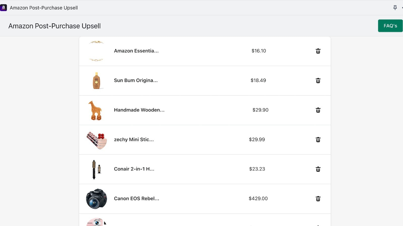 Amazon Post-Purchase Upsell Dashboard