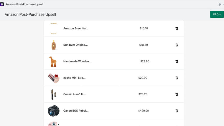 ZY Amazon Post Purchase Upsell Screenshot