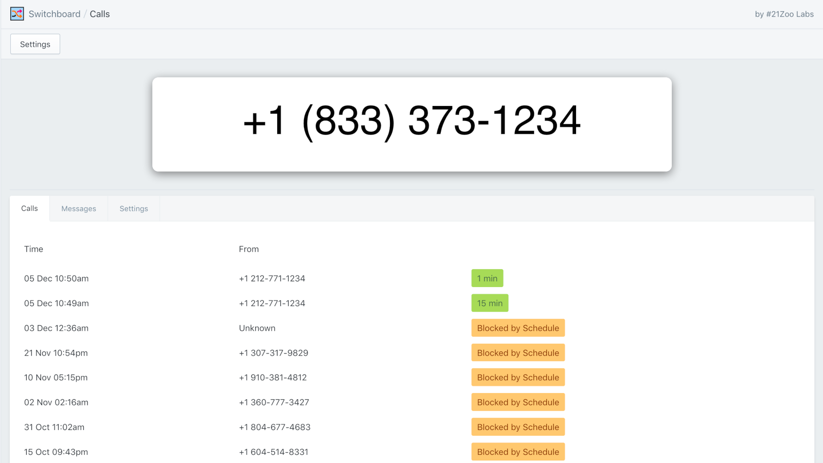 Phone Numbers & Calls ‑ SBoard Screenshot