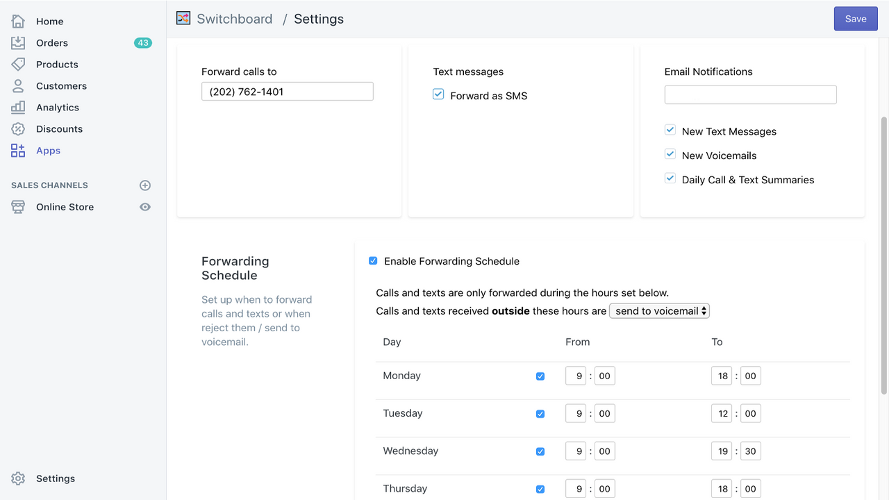 Configuración y Horario - controla cuándo quieres estar disponible