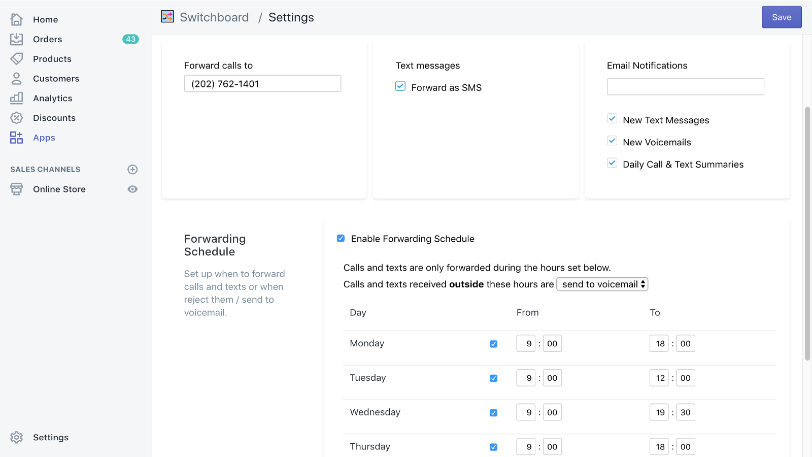 Settings and Schedule - control when you want to be available