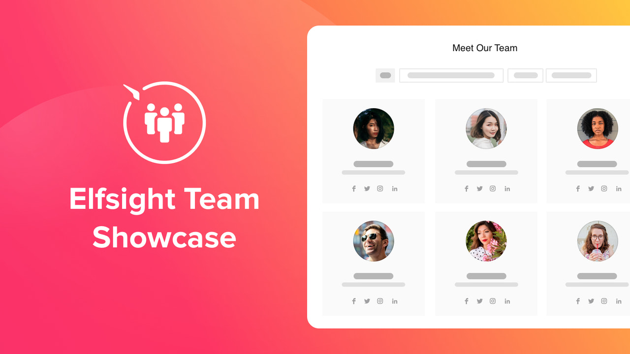 Aplicación Team Showcase para el sitio web de Shopify por Elfsight