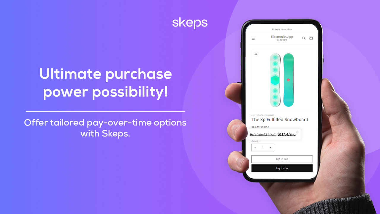 Skeps Pay‑Over‑Time Messaging Screenshot