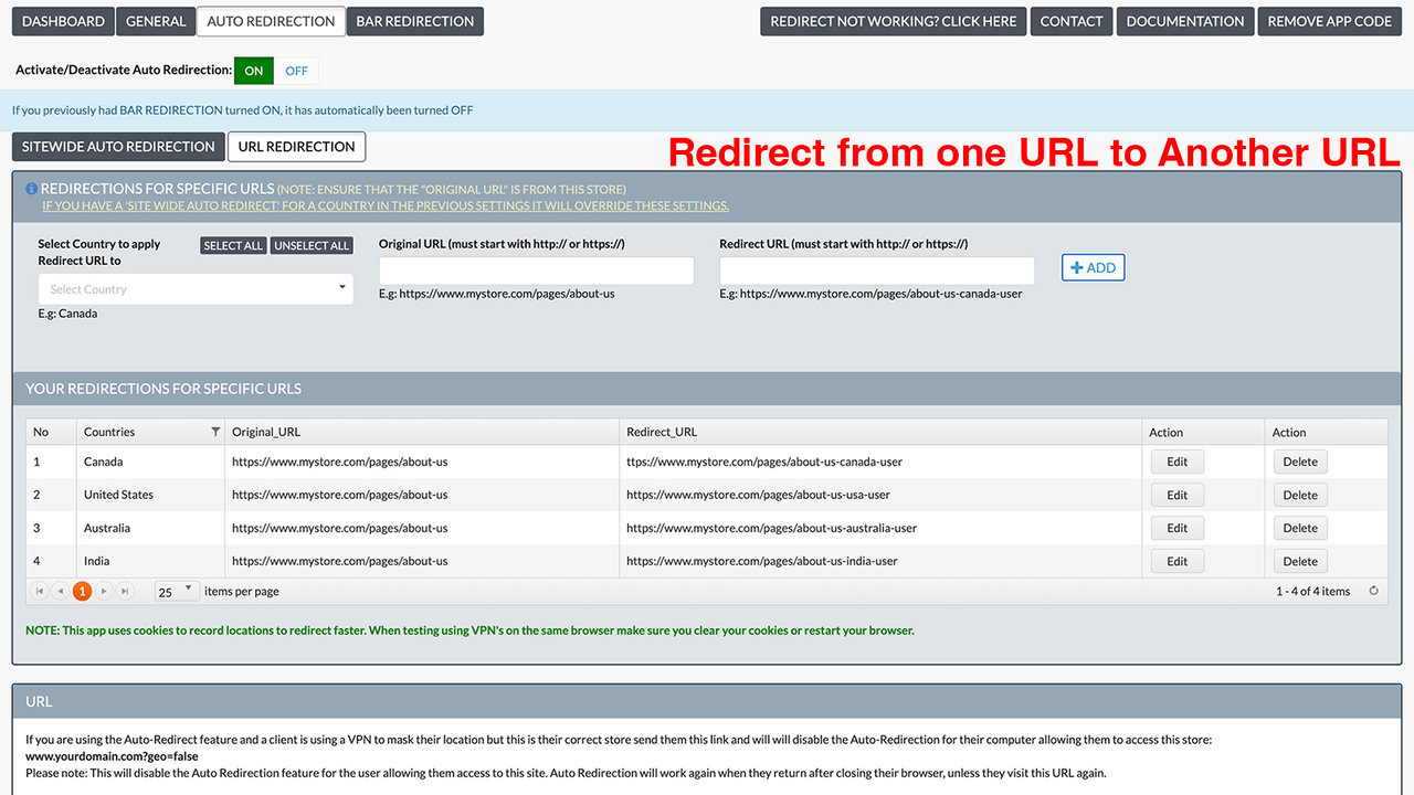 Redirecionamento de Geolocalização de URL