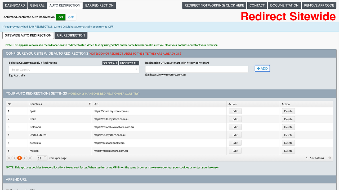 Sitewide GeoLocation Redirect