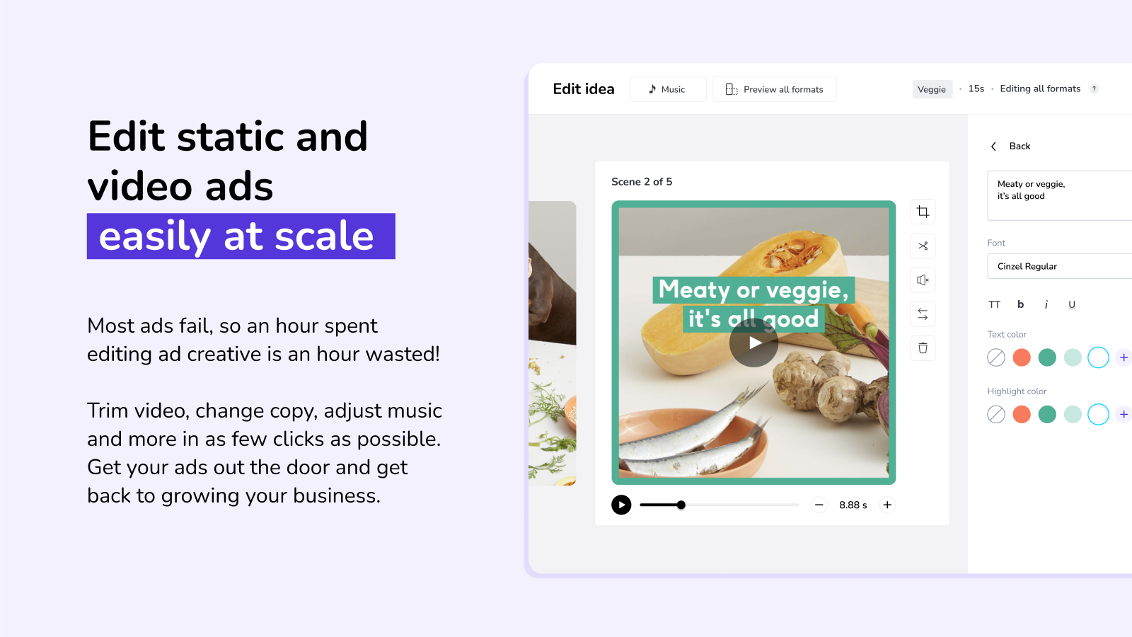 Edit static and video ads easily at scale