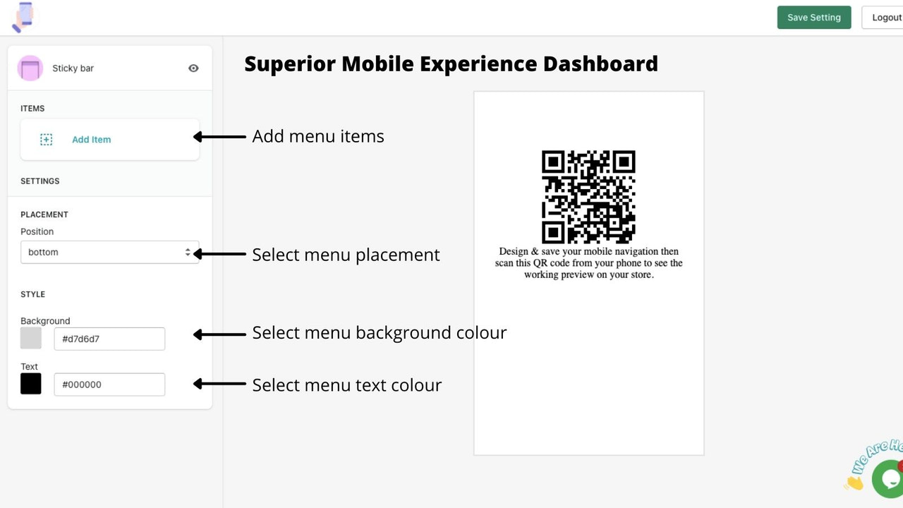 barre de menu mobile