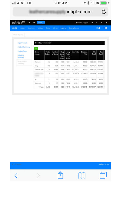 InfiPlex OMS - Rapport - Onglet Sources de commandes