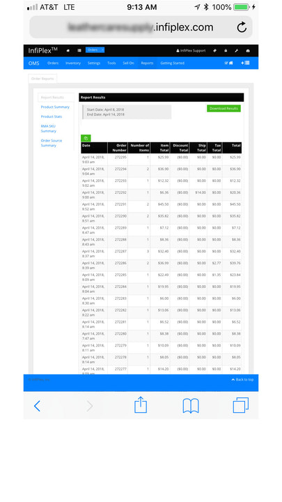 InfiPlex OMS - Rapport - Onglet Liste des commandes