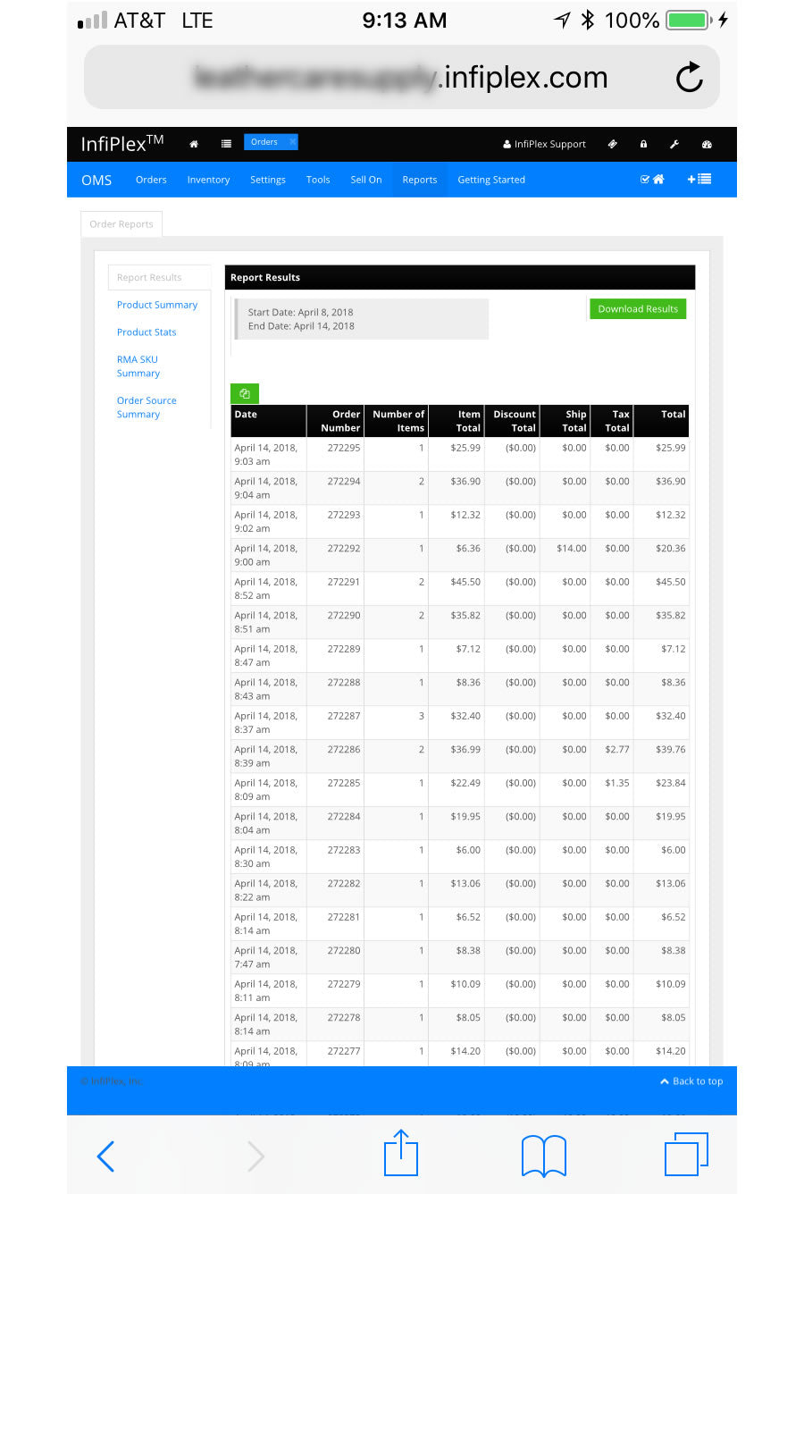 InfiPlex OMS Screenshot