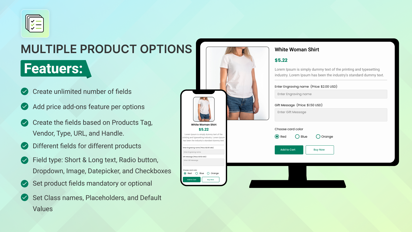 Multiple Product Options Features