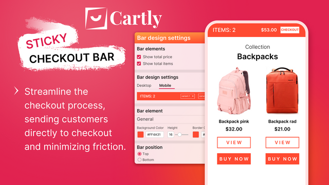 sticky checkout bar sends customers directly to checkout