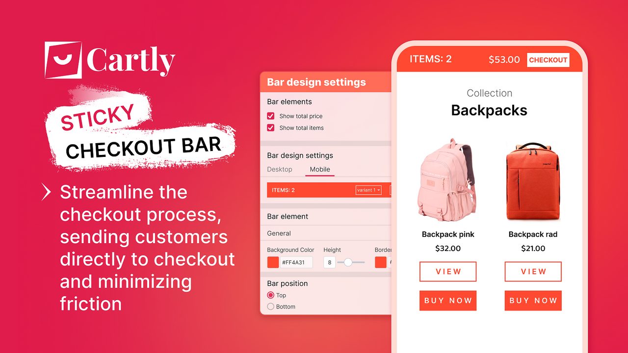 sticky checkout bar sends customers directly to checkout