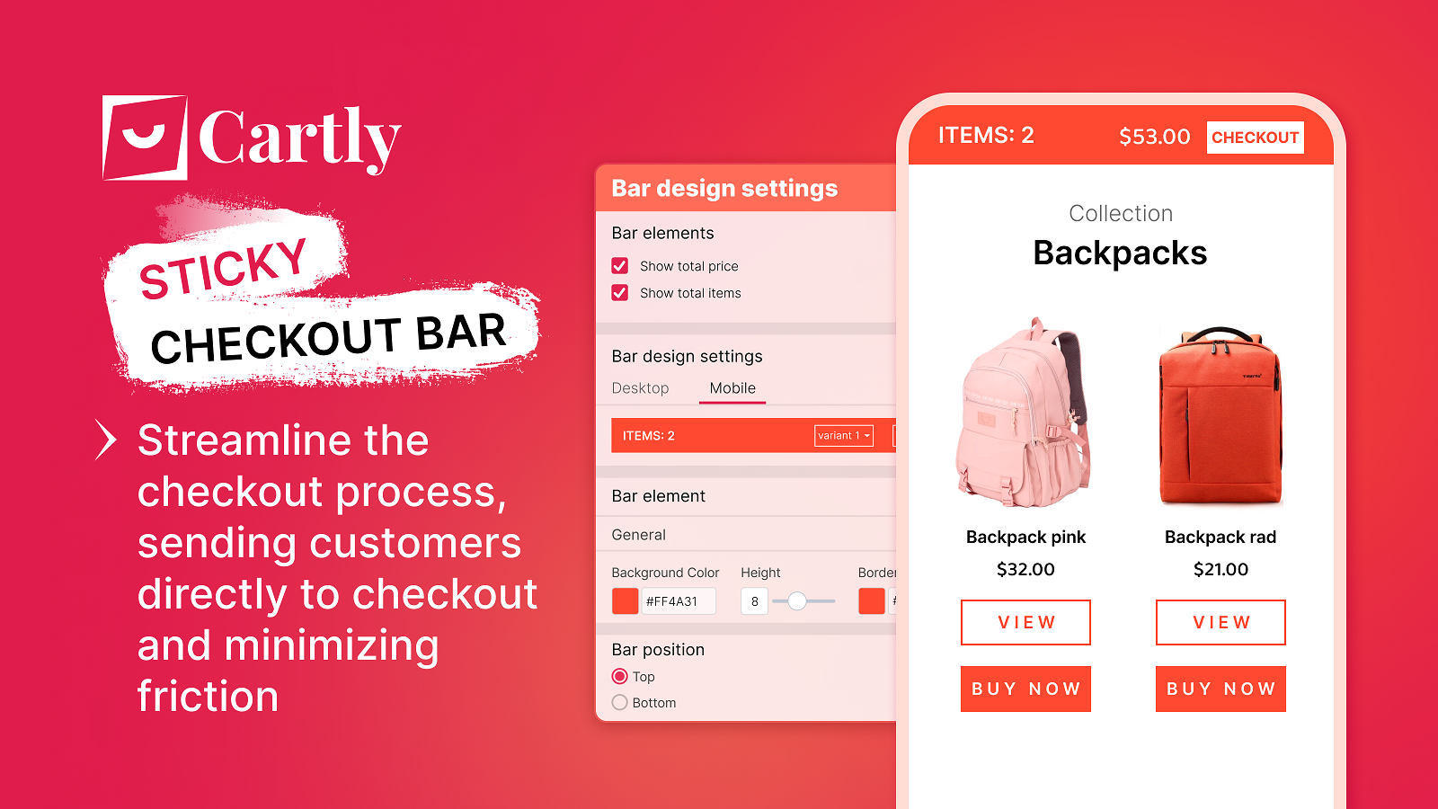 sticky checkout bar sender kunder direkte til checkout