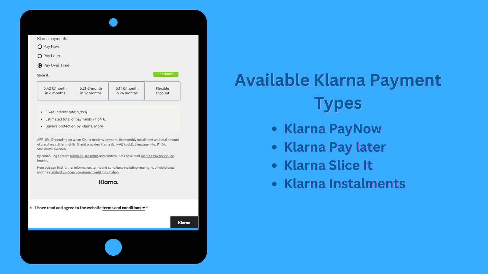 Klarna Payment - Mobile View